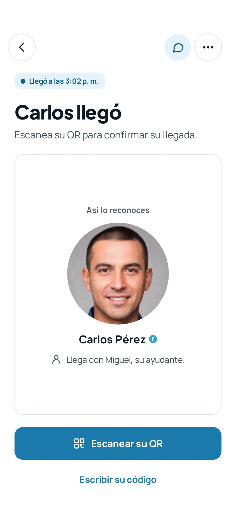 La pantalla de llegada: la foto del profesional para reconocerlo en la puerta